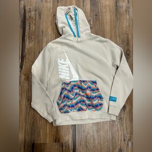 Nike Cream Hoodie with Blue Accent size medium preowned